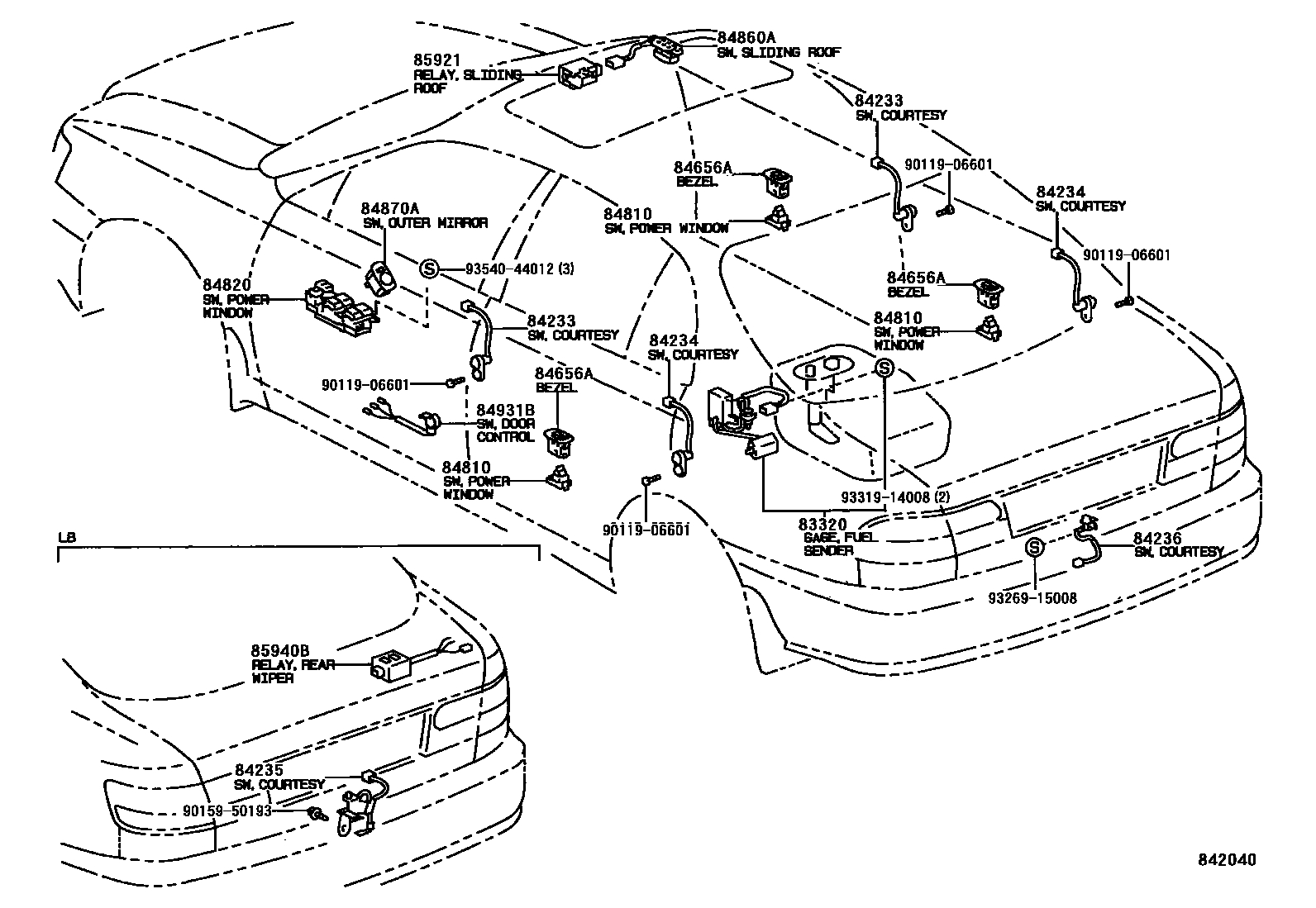 Реле, выключатели и компьютер для Toyota Carina E T190, 6 поколение 04.1992  - 03.1996 - Запчасти для Toyota - Каталоги оригинальных запчастей - Амаяма  (Amayama)