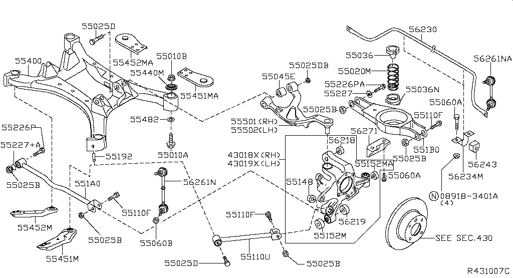 Rear suspension (chassis) for Nissan Maxima A35, 7 generation ...