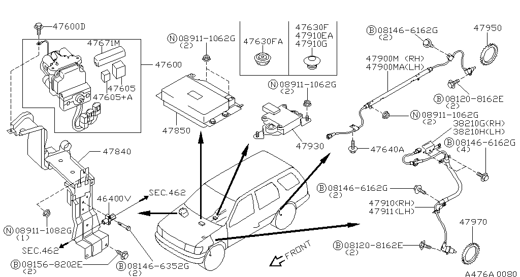 Anti skid control (chassis) for Nissan Pathfinder R50, 2 generation 10. ...