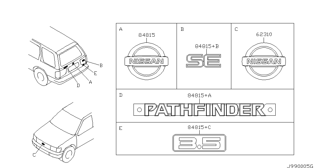 Emblem & name label (body) for Nissan Pathfinder R50, 2 generation ...