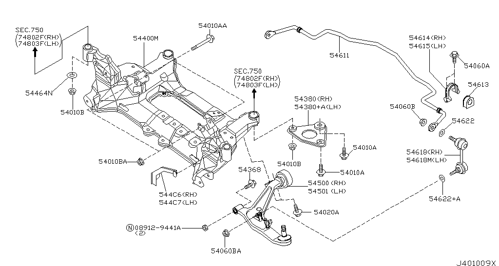 Buy Genuine Front Suspension (chassis) For Nissan X-trail 1 Generation 