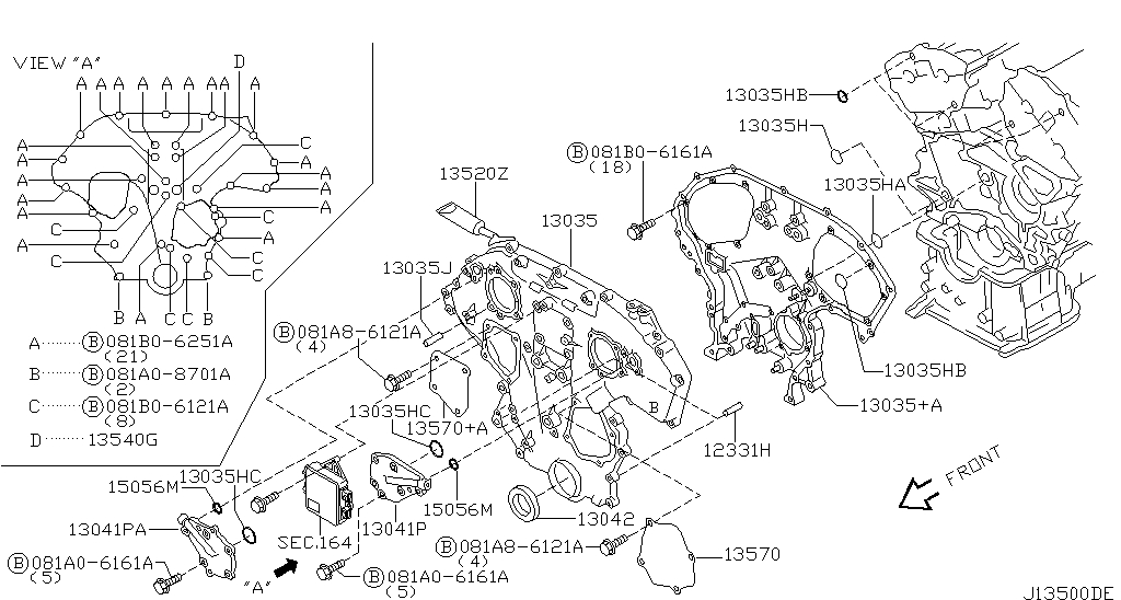 Front cover & fitting (engine) for Nissan Pathfinder R50, 2 generation ...