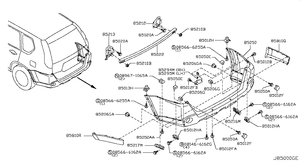 Rear bumper (body) for Nissan X-Trail T31, 2 generation, restyling 07. ...