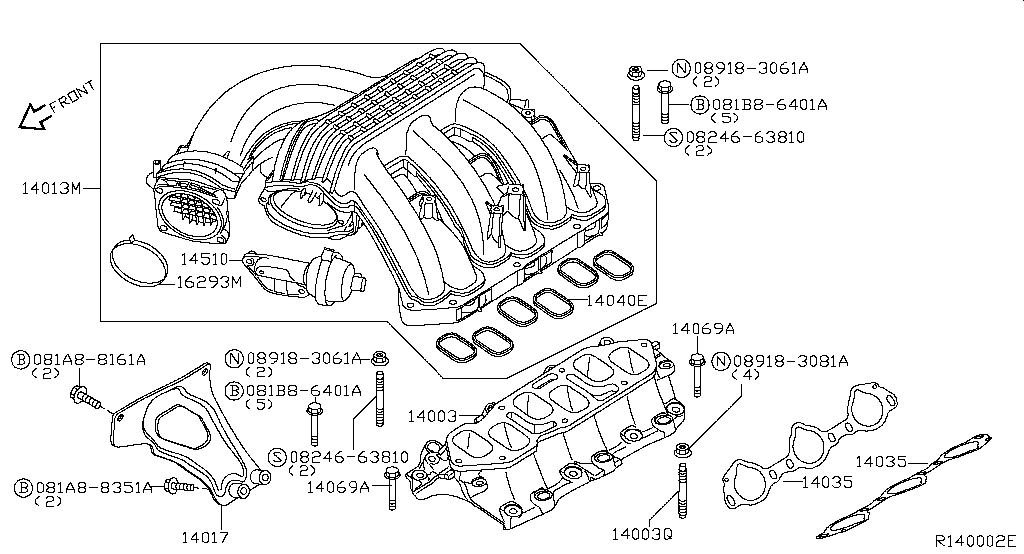 Manifold (engine) for Nissan Pathfinder R51, 3 generation 01.2004