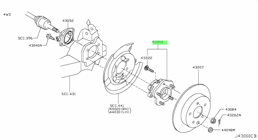 Buy Genuine Nissan 43202JG21A (43202-JG21A) Hub Assembly-Rear. Prices ...