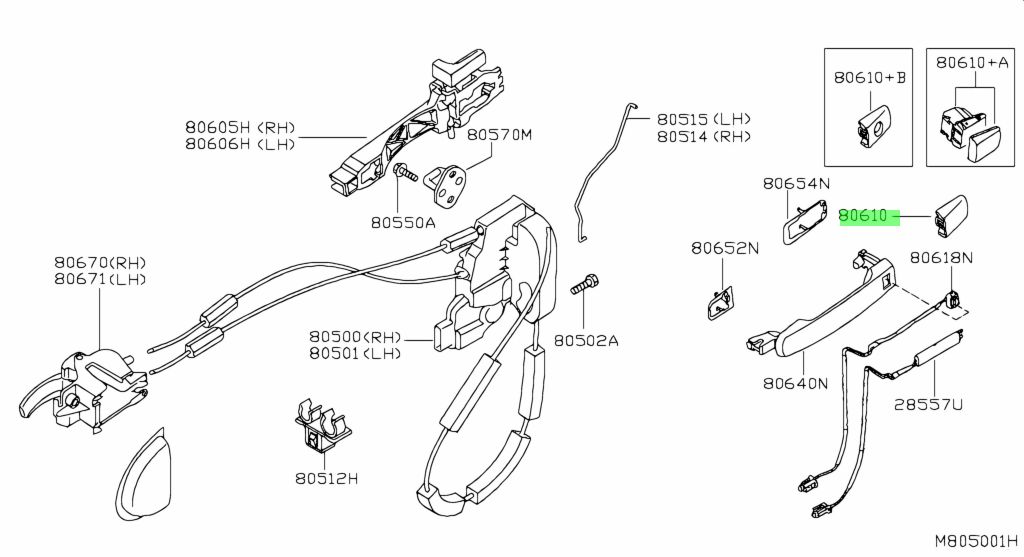 Buy Genuine Nissan 80646EB33C (80646-EB33C) Escutcheon Assy-Door ...