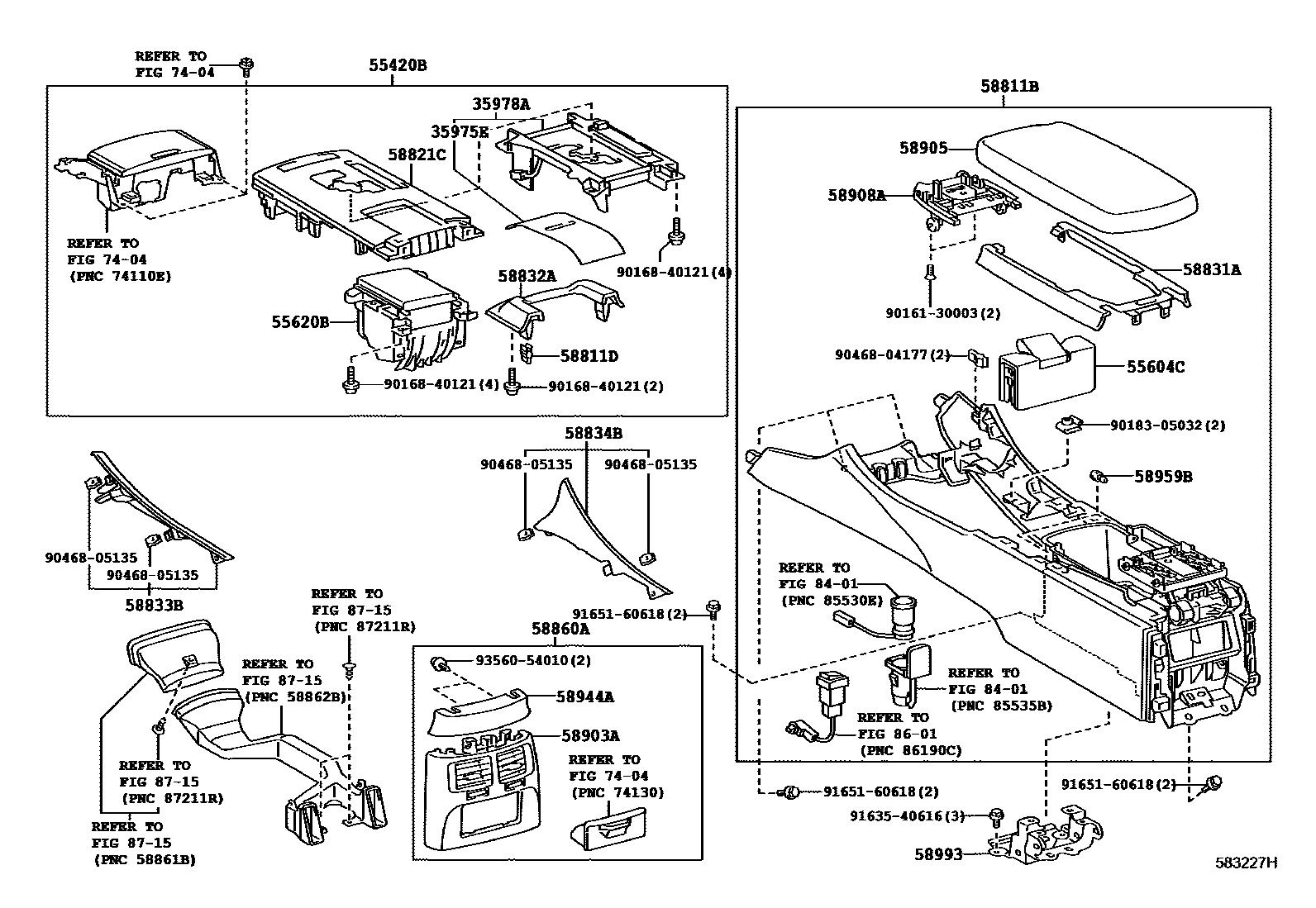 Console box & bracket for Lexus IS F XE20, 2 generation 10.2007 - 05. ...