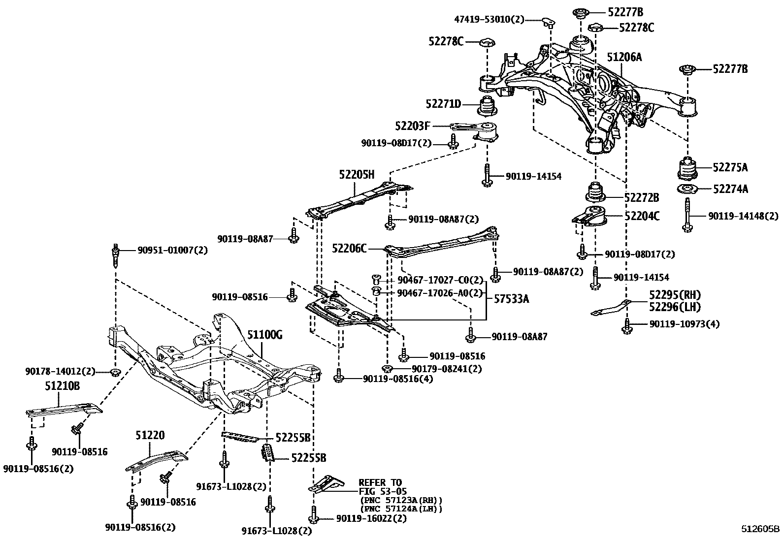 Suspension crossmember & under cover for Lexus IS300h 3 generation, 2 ...